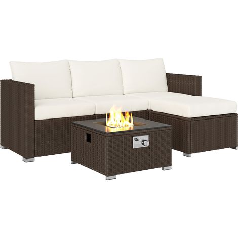 Transformez votre jardin en un havre de paix chaleureux grâce à l'ensemble de mobilier d'angle avec table brasero d'Outsunny. Ce salon de jardin modulable comprend deux fauteuils (1/5)