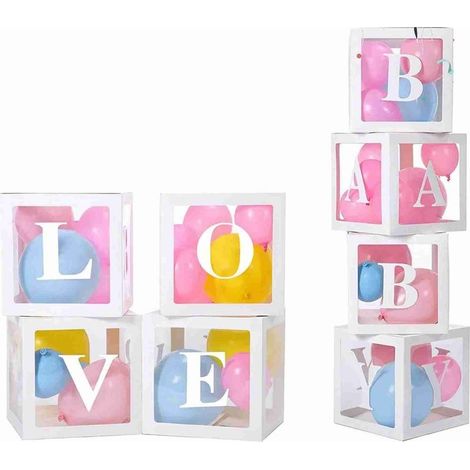 Transparente weiße Ballonboxen für Babypartys, Kartons für Geburtstagsfeiern, Heiratsanträge, Verlobungen und als Dekoration für Zuhause. (1/5)