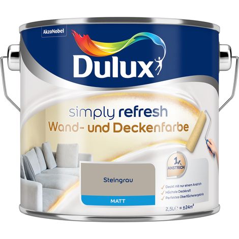 Dulux Simply Refresh Wand und Deckenfarbe - Steingrau - 2,5 l - Erfrischende, langlebige Innenfarbe für ein schönes Zuhause (1/5)