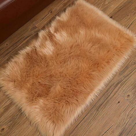 Pr Faux Sheepskin Rug 60x90cm Imitation Fleece Carpet Fluffy Soft Longhair Decorative Chair Cushion Sofa Mat(Brown, 60x90cm) (1/5)
