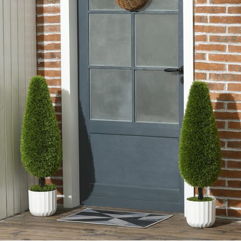 Plante artificielle cyprès 2 pièces 90 cm en plastique avec pot et mousse OKMYHOME (1/5)