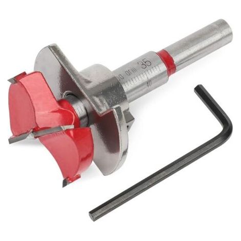 Fraise à bois de 35 mm pour charnières de portes et de meubles avec butée de profondeur (10-40 mm) (1/4)