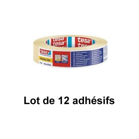 Adhésif de masquage économique, 25 mm x 50 m - tesa® 51023 - Lot de 12 adhésifs