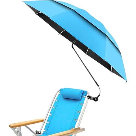 Parasol avec clip pour chaise longue portable réglable à 180° UPFParasol pour chaise de voyage, plage, vacances, camping, pique nique, patio, fauteuil roulant, chariot de golf (1/5)