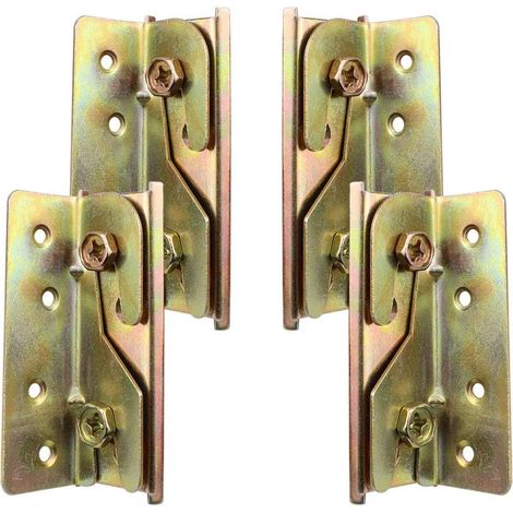Ensemble de 4 supports de fixation robustes et résistants à la rouille pour rail de lit sans mortaise avec vis (1/5)