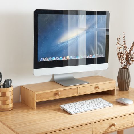Monitorständer Hallstahammar 56x18x9,5 cm Bambus [en.casa]