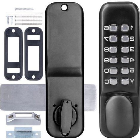 Serratura a combinazione meccanica, serratura di sicurezza per porte, serrature a tastiera antifurto per porte, serratura digitale nera per porte, catenaccio meccanico (1/5)