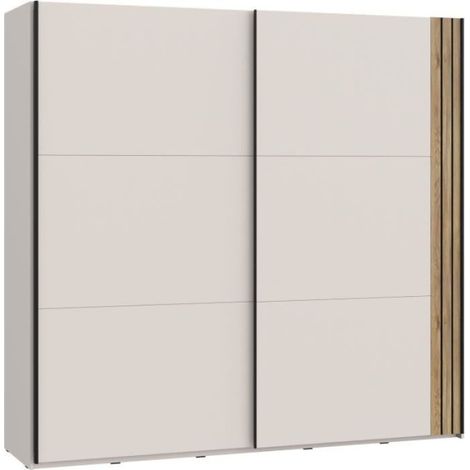 Armoire aménagée - WAIKATO - 2 portes coulissantes - Blanc - 220,1 x 61,2 x 210,5 cm (1/5)