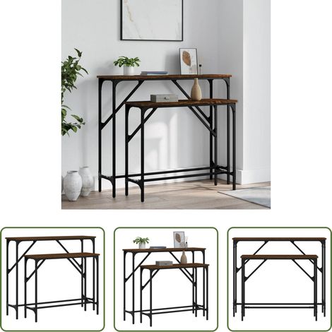 Holzwerkstoff -  Konsolentische 2 Stk. Braun Eichen-Optik Holzwerkstoff