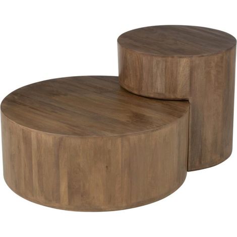 Lot de 2 Tables Basses en Bois "Toge" 75cm Marron (1/5)