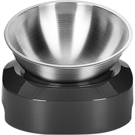 Gamelle Surélevée Pour Chat - Acier Inoxydable - Socle Réglable 0° à 15° - Antidérapante Anti-déversement - 1 Pièce