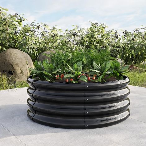 Structure en acier galvanisé noir pour carré potager surélevé (1/5)