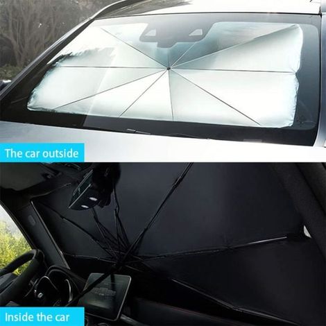 Pare-Soleil Parapluie Voiture,Pliable Universel de Pare-Brise Rayons Anti-UV pour Voiture Fourgonnettes Camions,(79X145CM)