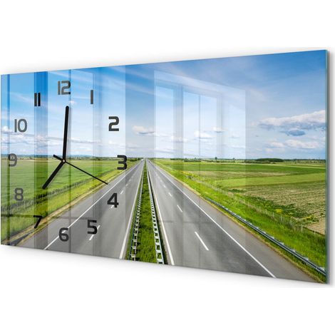 Horloge Murale Salle à Manger 60x30 cm Verre Trempé Design Contemporain Autoroute (1/5)