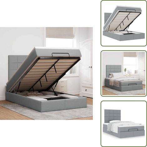 Letto con testiera - vidaXL Struttura Letto Pouf con Materasso 120x200 cm in Tessuto - Letto con vano portaoggetti