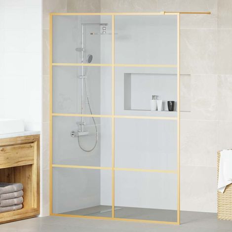 Pared de Ducha Walk-in Dorado 140 x 195 cm vidrio templado