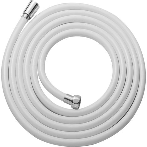 Flexible de Douche 2.5m,Avec protection Anti-Torsion,PVC Tuyau de Douche,Haute pression de remplacement Tuyau de Douche,Pour robinetterie de salle de bains,Blanc (1/5)