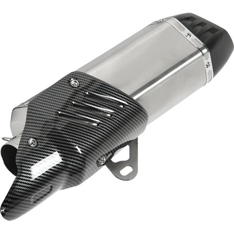 Auspuffendrohr für Motorräder, Edelstahl 304, Carbonfaser-Abdeckung, Universalgröße 38–51 mm, silber (1/5)