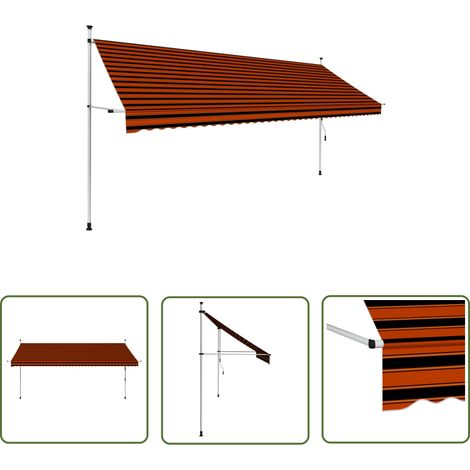 Auvent manuel rétractable  Store Banne Auvent de jardin 400 cm Orange et marron 19069 (1/5)