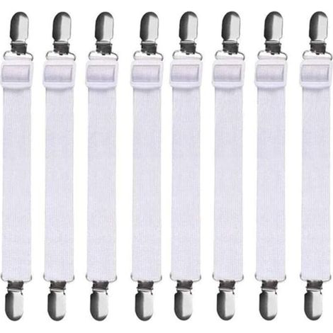 SABIR 8Pcs (60cm à 200cm) Tendeur Drap Housse Lit Drap Réglable,Tendeurs de Maintien,Convient à Tous Lits et Matelas,Noir (1/4)