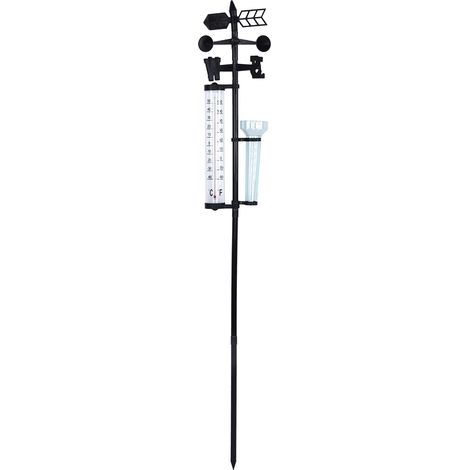 3-in-1 Regenmesser-Wetterstation 55,11" Außengartenthermometer mit Windrichtungsanzeige, Regenmesser und Thermometer.