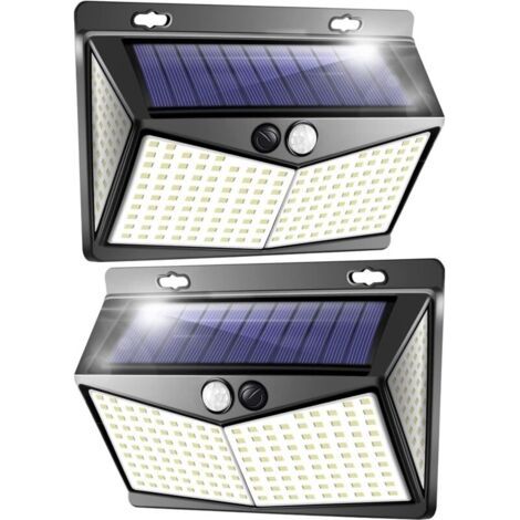 Lampe Solaire Exterieur, Projecteur LED Exterieur Detecteur de Mouvement 208 Led Ip65, Lumiere Spot LED Solaire Exterieur, Eclairage Exterieur avec Detecteur,Applique Murale pour Jardin Piscine-2 Pack (1/5)
