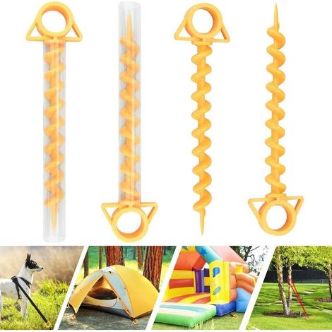 4 Pcs Piquets de Tente en Plastique Sardine Tente Tent Peg avec 4 Pcs Tuyau en Plastique Piquet Toile de Tente Longueur 28cm (1/5)