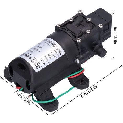 12V 60W selbstansaugende Membranpumpe – Fördermenge 5L/min – Maximaldruck 0,8 MPa – Förderhöhe 30m – Für Bewässerung und Schwimmbäder (1/4)