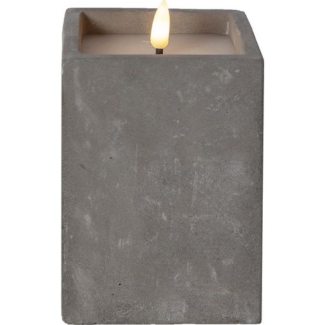 Star Trading Bougie bloc LED 'Flame Cem', ciment, gris, 14,5 cm (1/4)