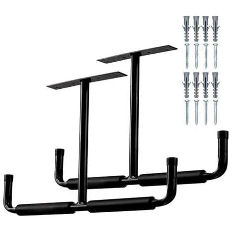 Support de rangement au plafond – Crochets robustes pour garage Cintres d'échelle en acier avec supports solides vélos, système monté sur coffre outils et - (1/5)