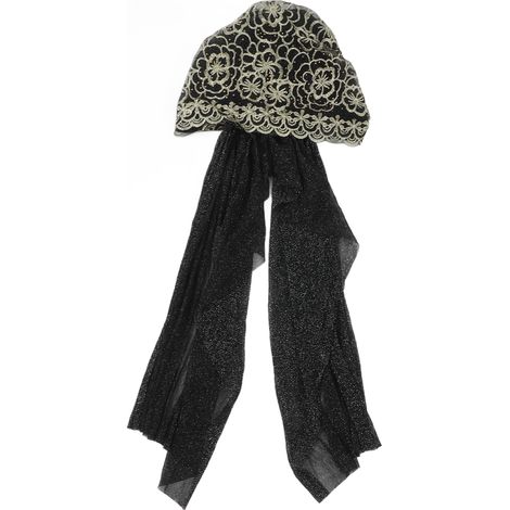 Womens Muslim Hijab Elastic Breathable Soft Comfortable Durable Material Skin Friendly Flower Pattern Muslim TurbanBlack (1/5)