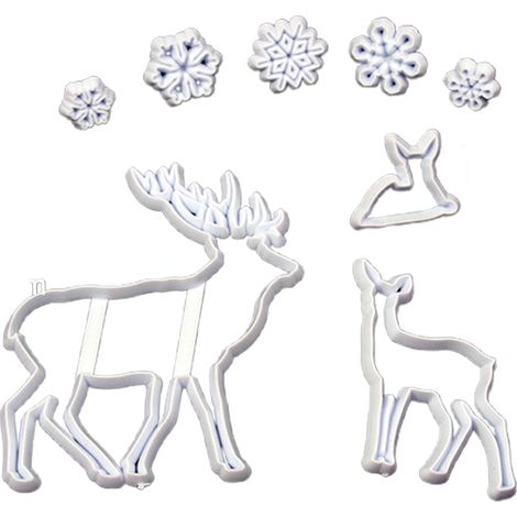 Weihnachtsplätzchenform für Kuchen, Pralinen und Seifen – Formen: Weihnachtsbaum, Weihnachtsmann, Schneeflocke, Schneemann und Rentier (1/5)