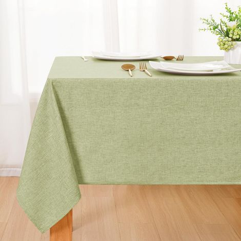 Nappe lavable aspect lin 130x160cm Vert, hydrofuge