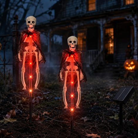 Guirlandes lumineuses solaires d'extérieur pour Halloween, en forme de chauve-souris et de crâne(Y03) (1/5)