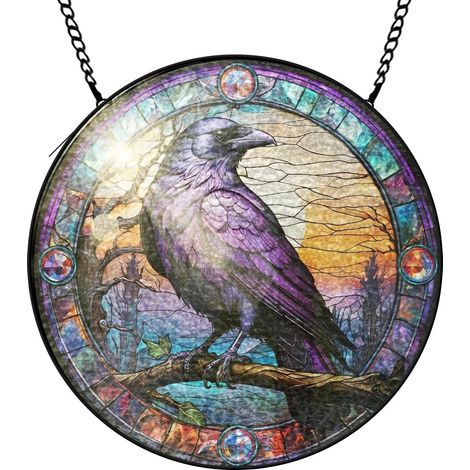 20 cm Attrape-soleil fleurs papillons oiseaux en verre coloré, panneau fenêtre décoratif, cadeau femme (1/5)