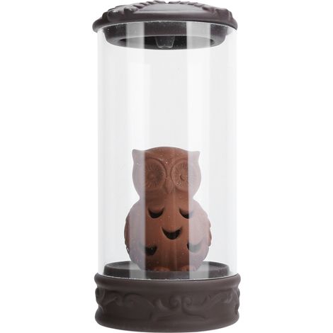 Brûleur d'encens délicat avec lumière LED colorée - Décoration artisanale pour maison, bureau et yoga - Style Chouette (1/5)