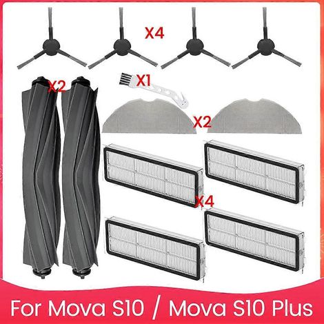 Kits d'accessoires de rechange pour aspirateur robot Mova S10 / Mova S10 Plus : brosse principale, filtre HEPA et lingette de nettoyage. (1/5)
