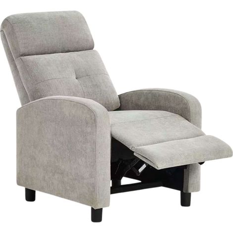 Sillón Relax con Reclinación Manual, Sillón Reclinable 155º Denmark Poliéster Transpirable Gris Claro 67x98x87 cm