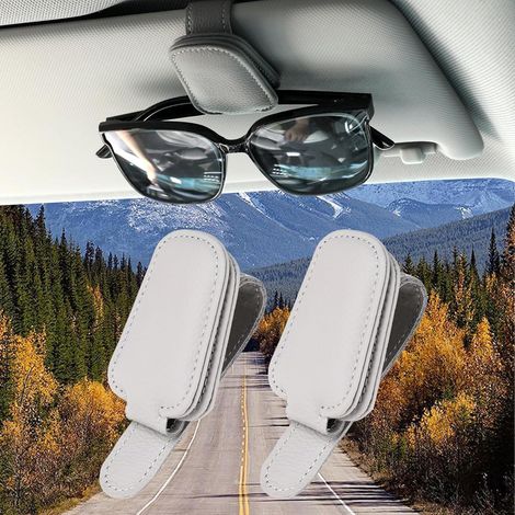 Sonnenbrillenhalter für Auto, 2er-Pack Leder, magnetisch, für Sonnenblende (1/5)