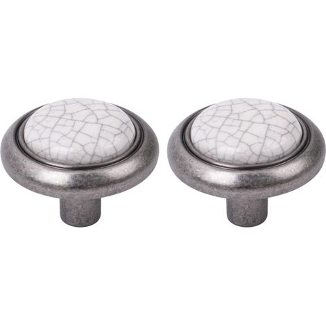 2x bouton de tiroir finition nickel porcelaine céramique 32 mm meuble vintage antique style porte poignée commode armoire maison avec vis (1/3)