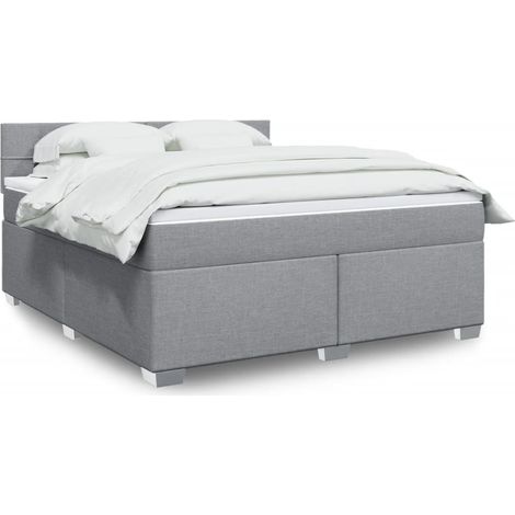Boxspringbett mit Matratze Hellgrau 180x200 cm Stoff
