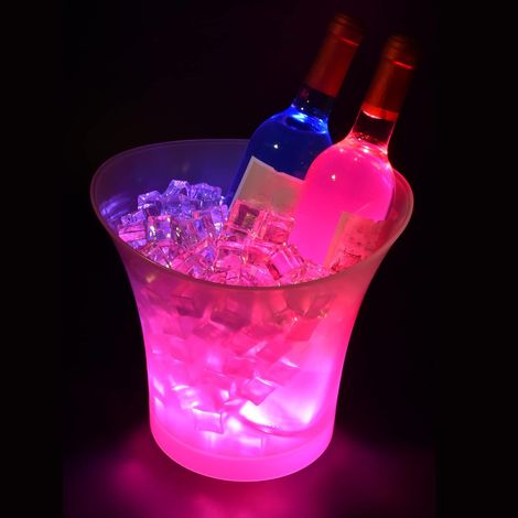Bandeja para cubitos de hielo con LED de colores, bandeja para champán con luz para hielo, el color se puede ajustar en degradado, adecuada para champán, vino, bebidas, helado de cereza (1/5)
