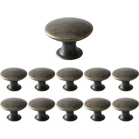 12 Boutons de Meuble Antique, Rond Poignée de Tiroir Ancienne, Metal Boutons de Portes pour Placards Cuisine 30x21mm, Bronze (1/5)
