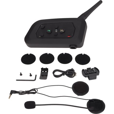 Casque Bluetooth Moto Intercom IP65 Étanche Radio FM 1000m Portée Talkie Écouteur MP3 (1/5)