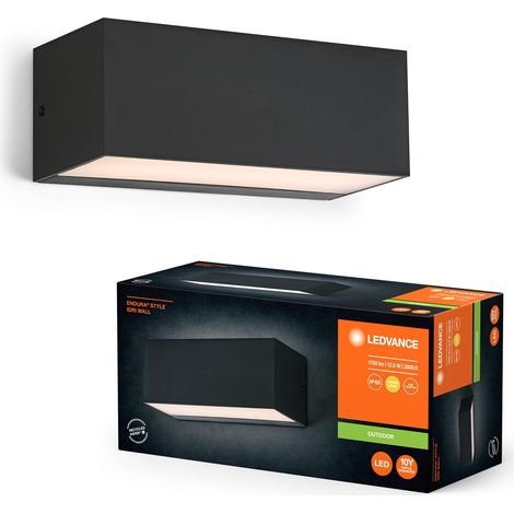 Lampe d’extérieur, 12,5W, 700lm, applique murale, gris foncé, classe de protection IP65, température de couleur 3000K, ton blanc chaud (1/2)