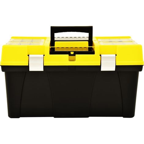 Cassetta degli attrezzi cassetta degli attrezzi cassetta degli attrezzi officina garage cassetta in plastica 59,5 x 33,7 cm giallo 020003225