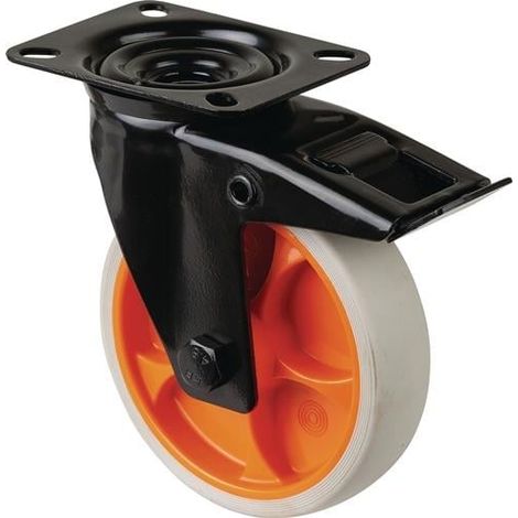Rueda  giratoria  D.125mm  Cap.carga  100kg  con  freno  goma  104x80mm  gris  claro  BS  ROLLEN (1/2)
