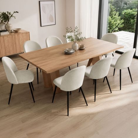 Sedia Achito, 8 Sedie, Imbottito, Peso Supportato 120 kg, Bianco Panna