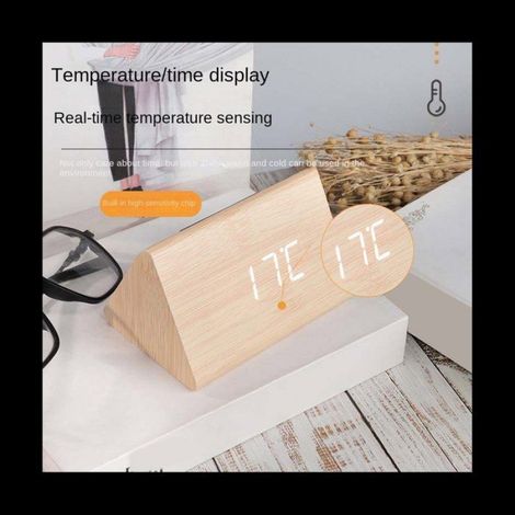 Horloge NuméRique LED RéVeil En Bois Table ContrôLe Du Son Horloges éLectroniques Bureau Maison Table DéCor Drak Bois (1/5)