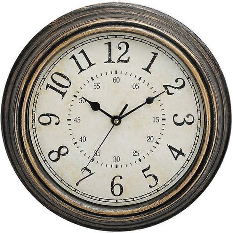Horloge murale vintage à quartz, 30 cm, silencieuse, grands chiffres, verre HD, cuivre vintage (1/5)